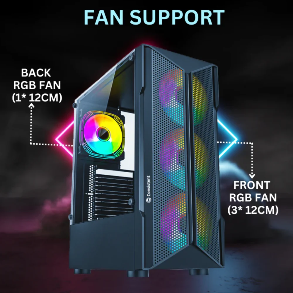 Consistent Mid Tower Gaming Cabinet (ATX / Micro-ATX / Mini-ITX) Inferno CIG2002 Black view 2